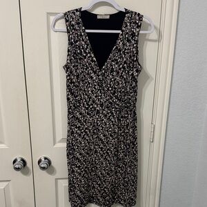 Chico's Black and Pink Floral Midi Dress